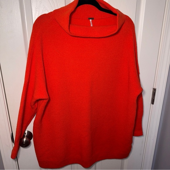 Free People Oversized Orangish-Red Mock Neck Sweater - Picture 7 of 16